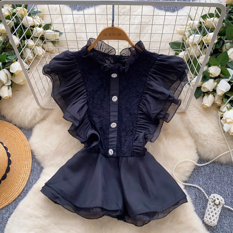High-end Ruffled Lace Shirt