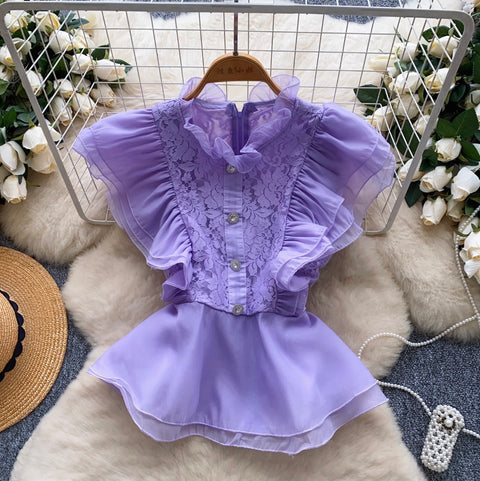 High-end Ruffled Lace Shirt