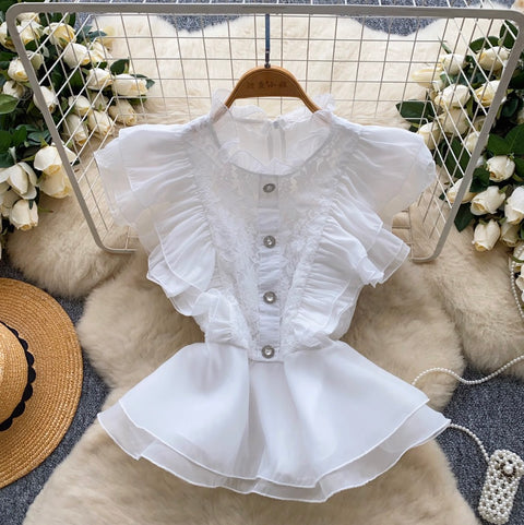 High-end Ruffled Lace Shirt