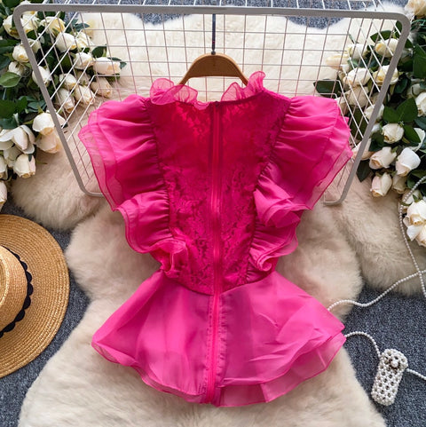 High-end Ruffled Lace Shirt