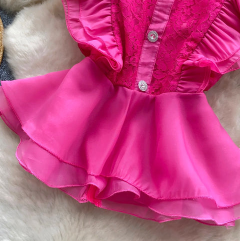 High-end Ruffled Lace Shirt