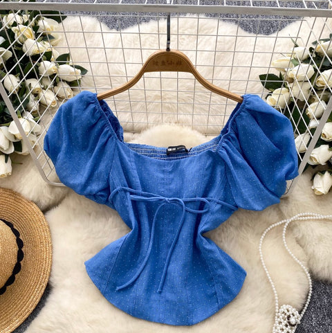 French Style Square Neckline Shirt