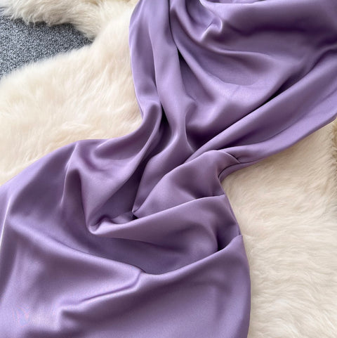 Draped Neckline Sleeveless Satin Dress