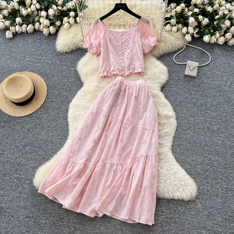 Beaded Shirt & Skirt Embroidery 2Pcs