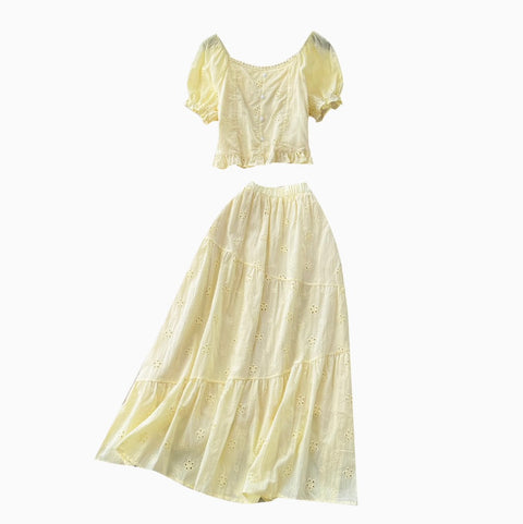 Beaded Shirt & Skirt Embroidery 2Pcs