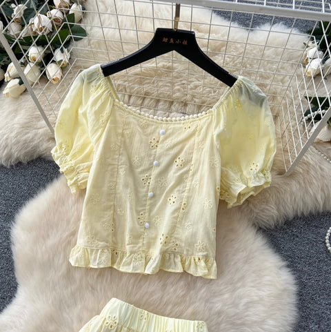 Beaded Shirt & Skirt Embroidery 2Pcs