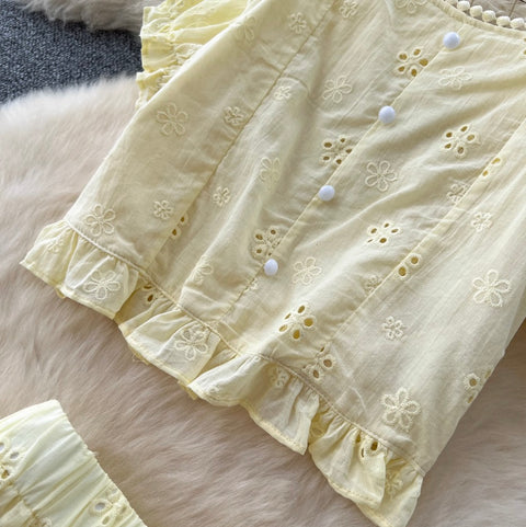 Beaded Shirt & Skirt Embroidery 2Pcs