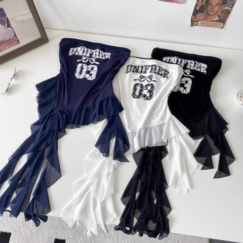 Irregular Design Monogrammed Print Top