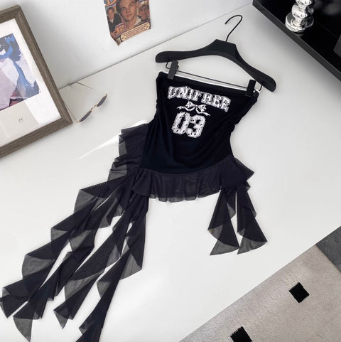 Irregular Design Monogrammed Print Top