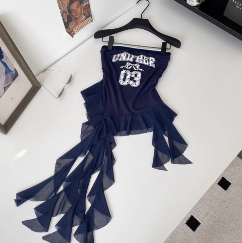 Irregular Design Monogrammed Print Top