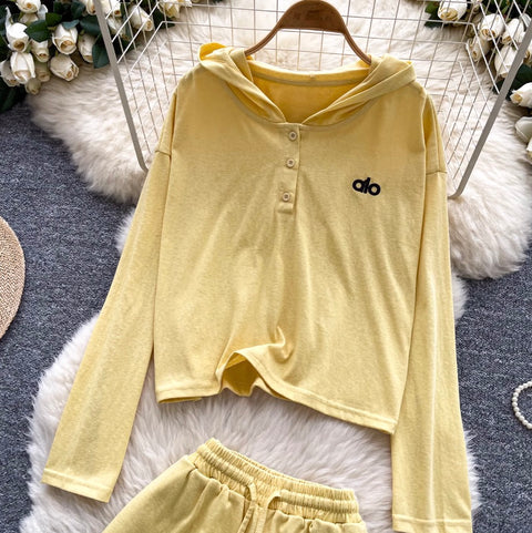 Sportswear Hoodie & Wide-leg Shorts 2Pcs