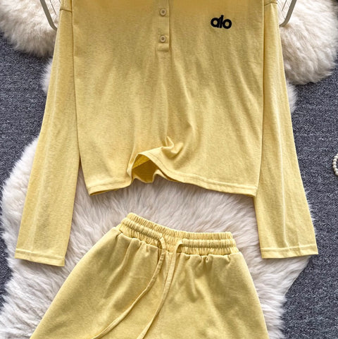 Sportswear Hoodie & Wide-leg Shorts 2Pcs