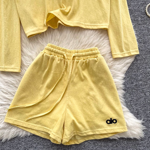 Sportswear Hoodie & Wide-leg Shorts 2Pcs