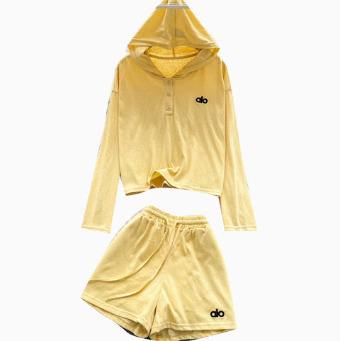 Sportswear Hoodie & Wide-leg Shorts 2Pcs