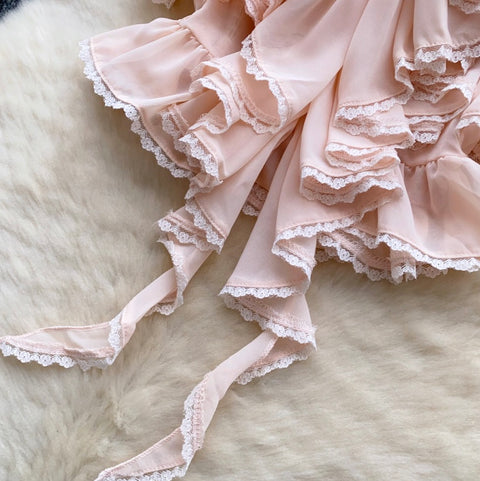 Sexy Deep V-neck Ruffled Halter Top