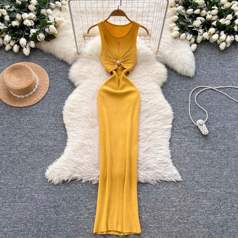 Premium Sleeveless Knotted Knit Dress