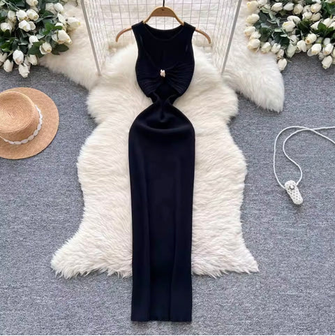 Premium Sleeveless Knotted Knit Dress