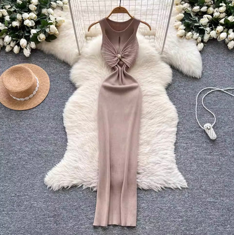 Premium Sleeveless Knotted Knit Dress