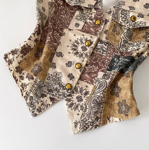High-end Pattern Printed Openwork Vest