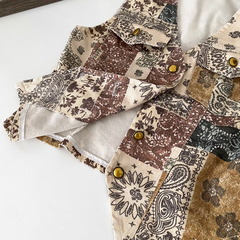 High-end Pattern Printed Openwork Vest