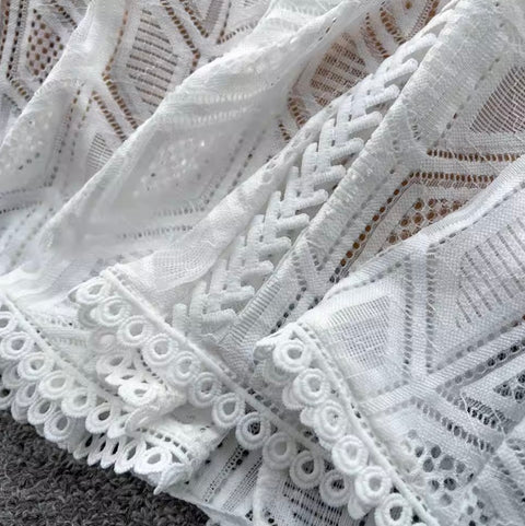 Elegant White Lace Halter Dress