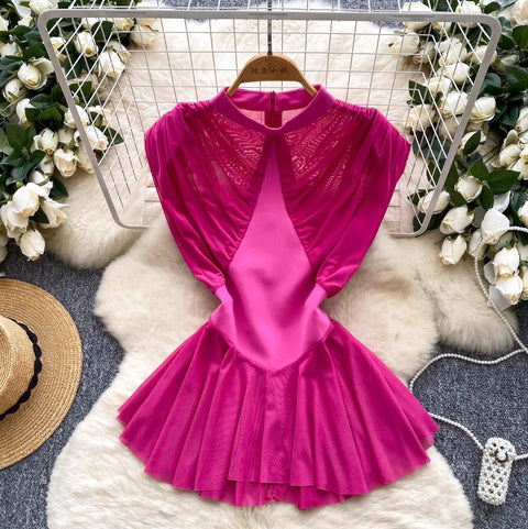 Irregular Design Mesh Patchwork Top