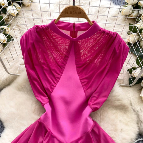 Irregular Design Mesh Patchwork Top