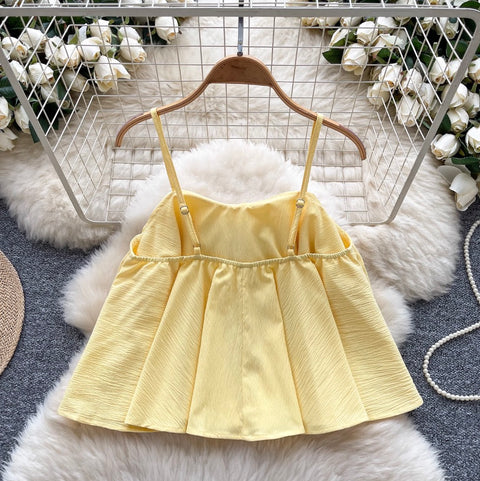 Summer Backless Candy Yellow Camisole