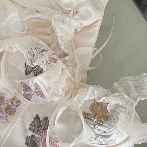 Courtly Lace Top & Bow-tie Skirt 2Pcs