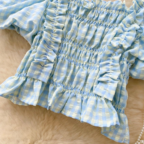 Sweetie Plaid Printed Stretchy Top