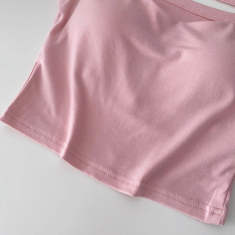 Simple Design Midriff-baring T-shirt