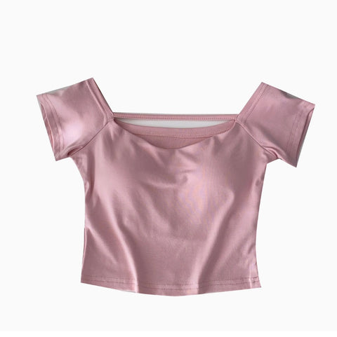 Simple Design Midriff-baring T-shirt