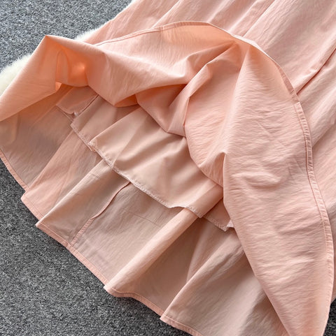 3D Flower Top & Elastic Skirt 2Pcs