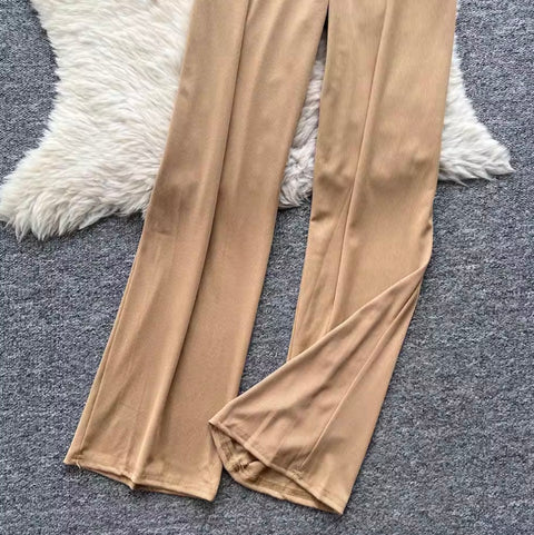 Hollowed T-shirt & Drape Trousers 2Pcs
