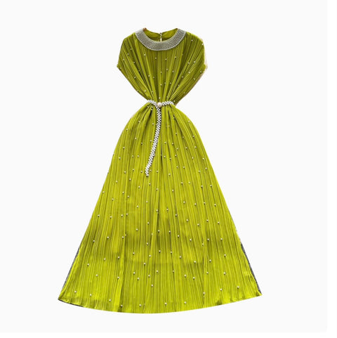 French Style Beaded Pleated Dress