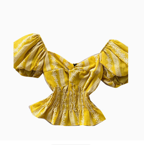 Elegant Puffy Sleeve Jacquard Shirt