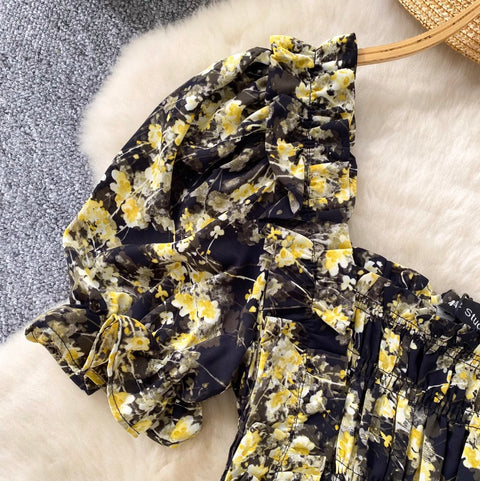 Sweetie Elastic Floral Printed Shirt