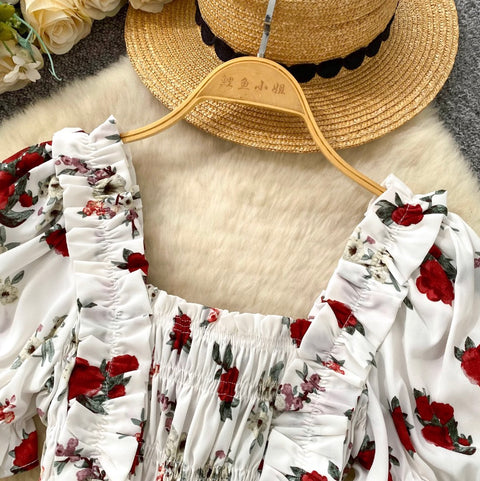 Sweetie Elastic Floral Printed Shirt