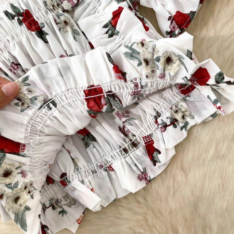 Sweetie Elastic Floral Printed Shirt