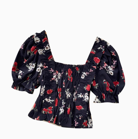 Sweetie Elastic Floral Printed Shirt