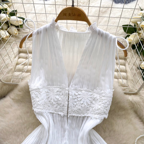 Korean Style V-neck Pleated Top