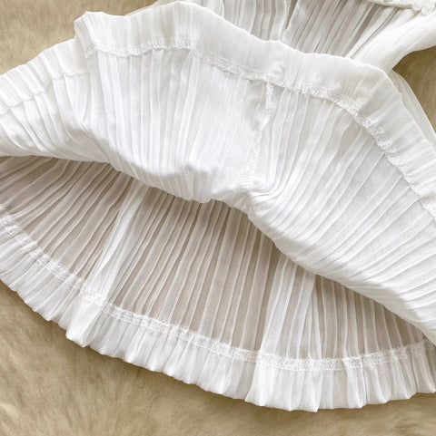 Korean Style V-neck Pleated Top