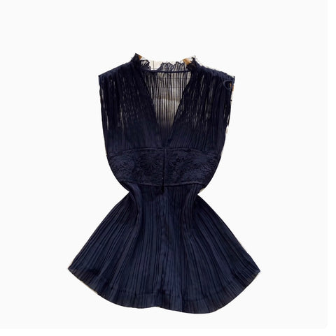 Korean Style V-neck Pleated Top