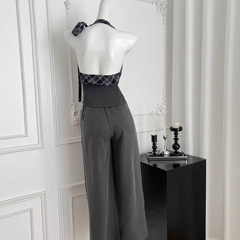 Draped Neckline Top & Trousers 2Pcs