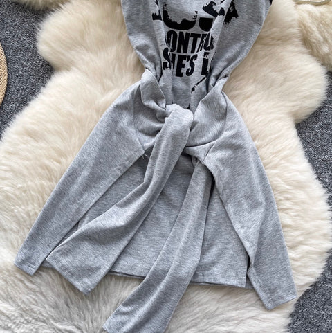 Faux Two-pieces Monogrammed Slip Dress