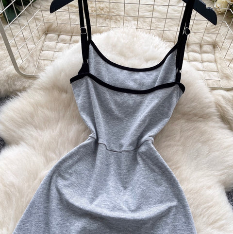 Faux Two-pieces Monogrammed Slip Dress