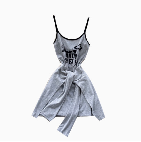 Faux Two-pieces Monogrammed Slip Dress