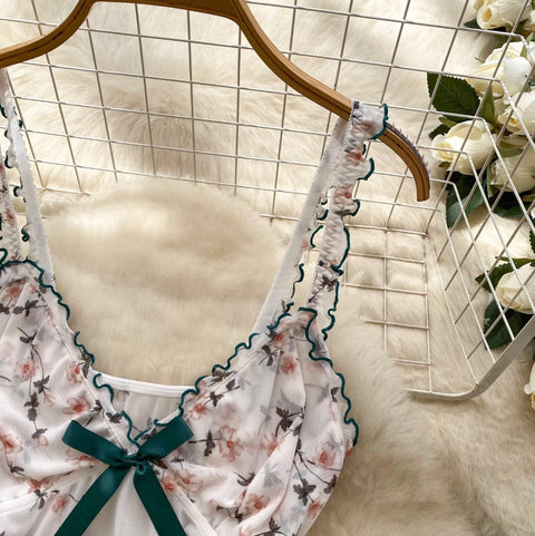 Bow-tie Floral Camisole & Shorts 2Pcs