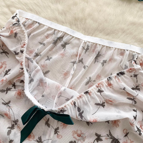 Bow-tie Floral Camisole & Shorts 2Pcs