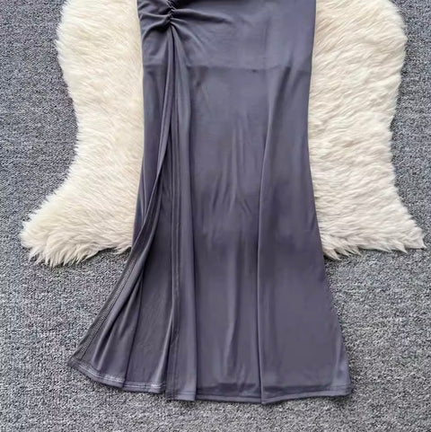 Midriff-baring Shirt & Slip Dress 2Pcs